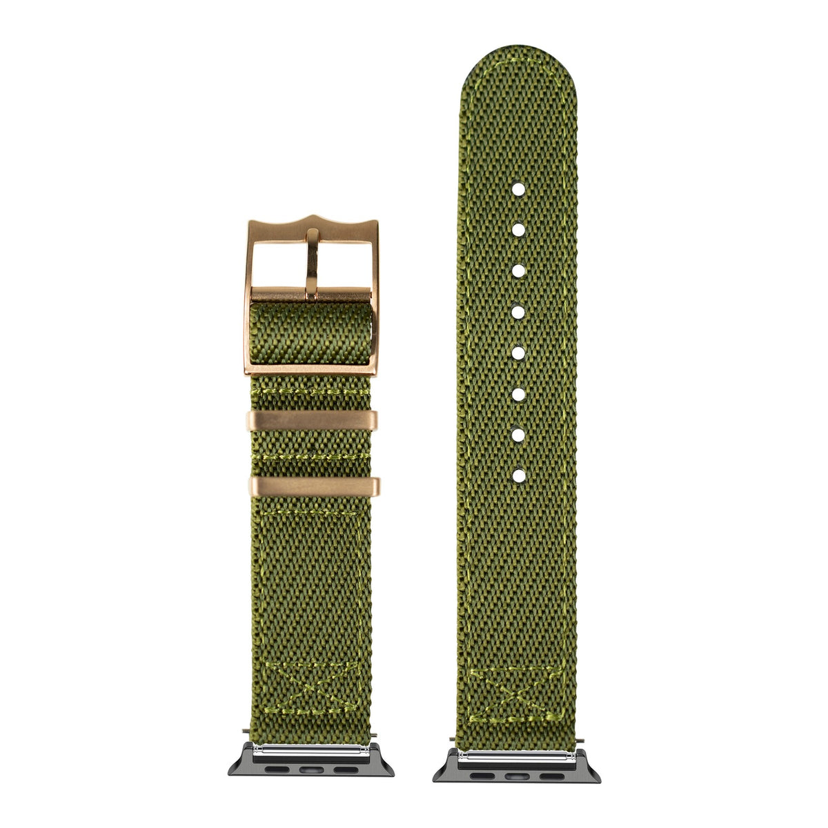 [Apple Watch] Cross Militex - Army Green [Rose Gold Hardware] with Black Apple Watch connecters