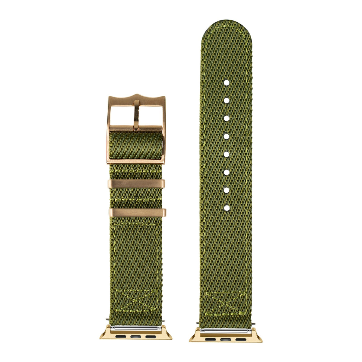 [Apple Watch] Cross Militex - Army Green [Rose Gold Hardware] with Gold Apple Watch connecters