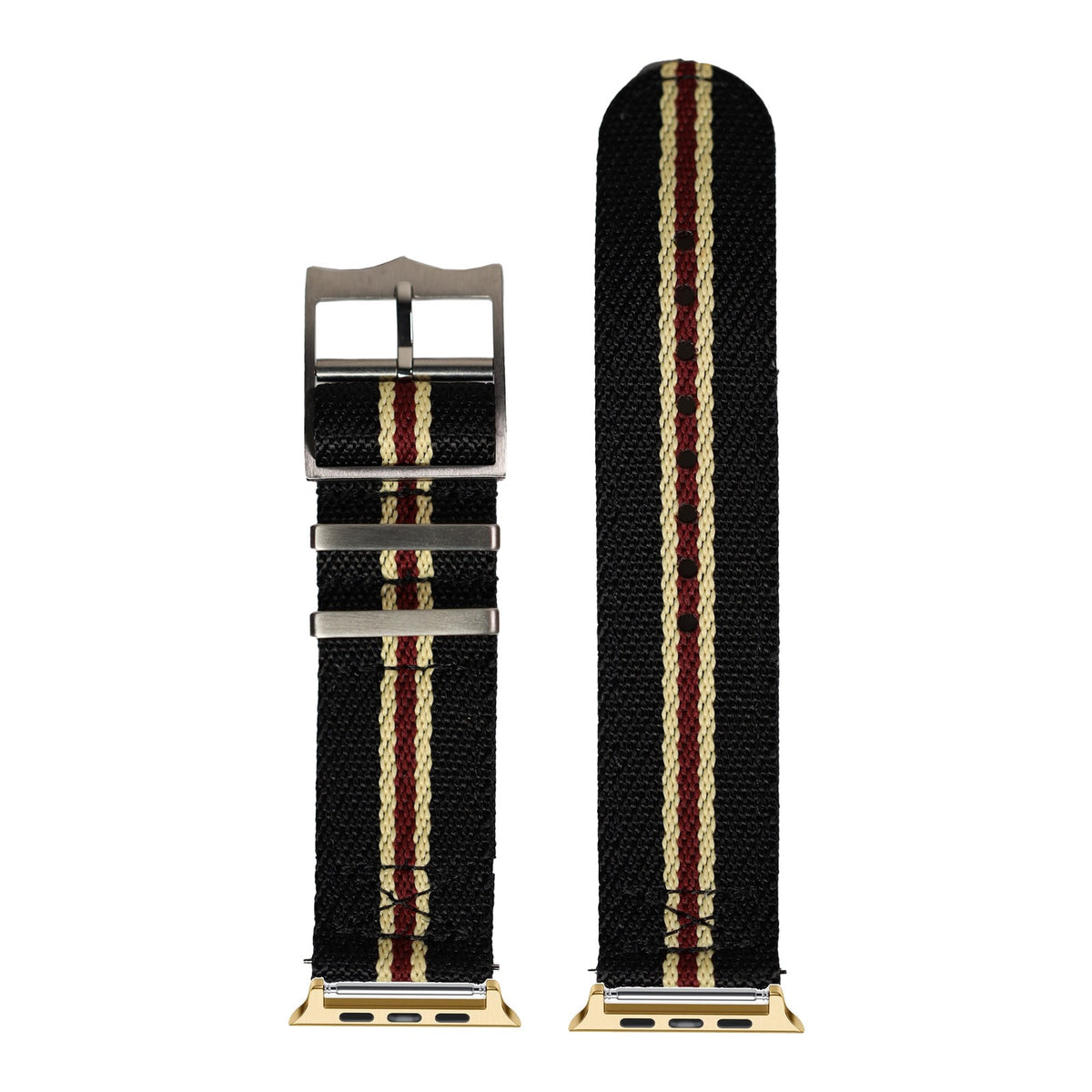 [Apple Watch] Cross Militex - Black / Beige / Maroon with Gold Apple Watch connecters
