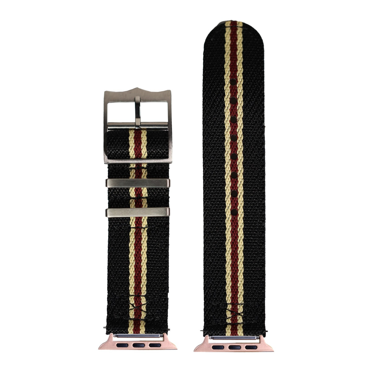 [Apple Watch] Cross Militex - Black / Beige / Maroon with Rose Gold Apple Watch connecters
