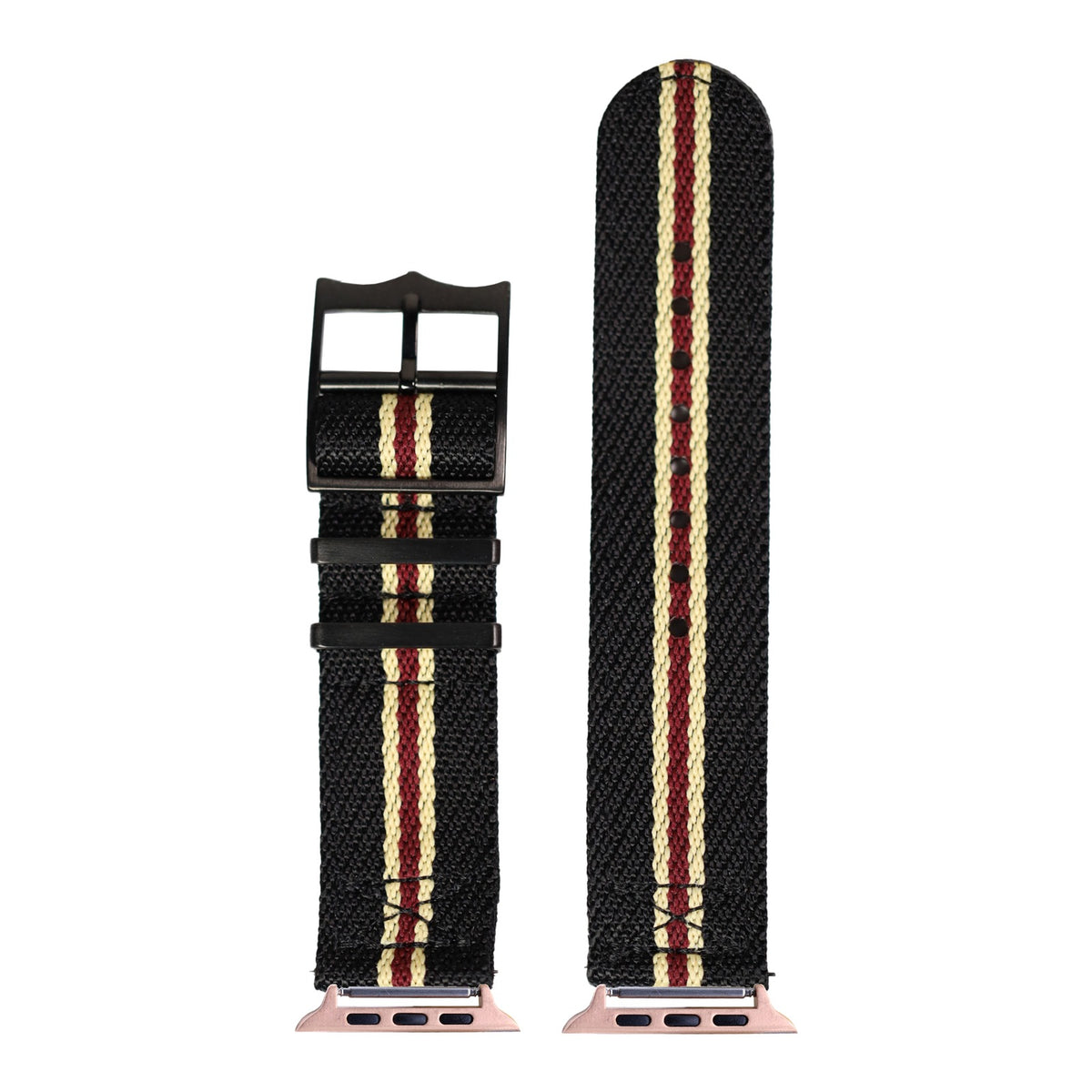 [Apple Watch] Cross Militex - Black / Beige / Maroon [Black Hardware] with Rose Gold Apple Watch connecters