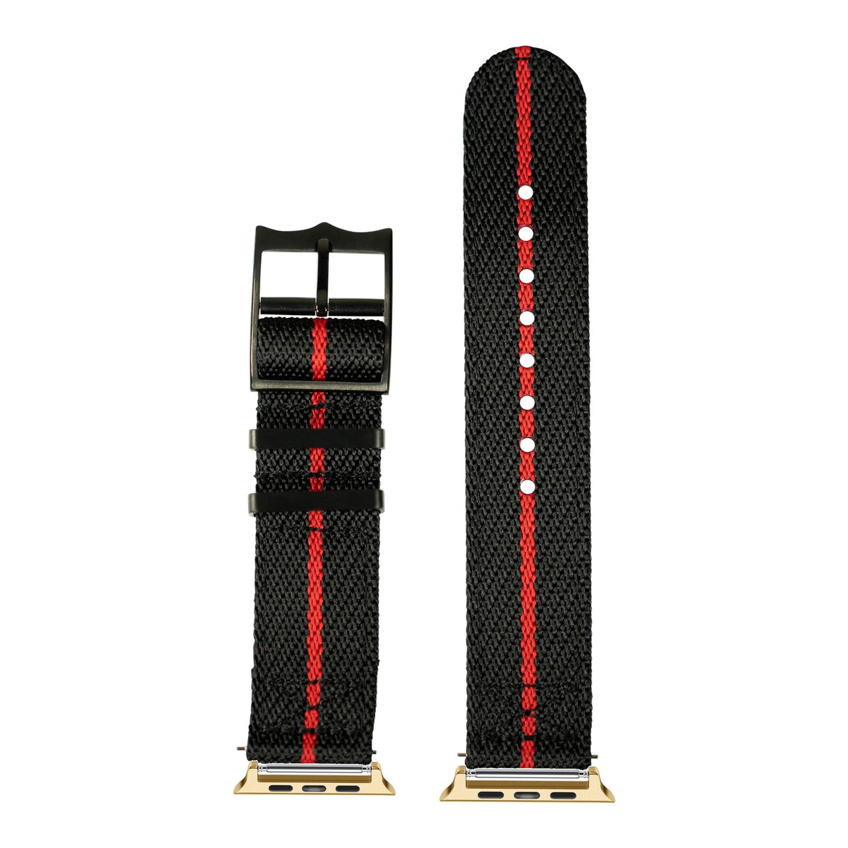 [Apple Watch] Cross Militex - Black / Red [Black Hardware] with Gold Apple Watch connecters