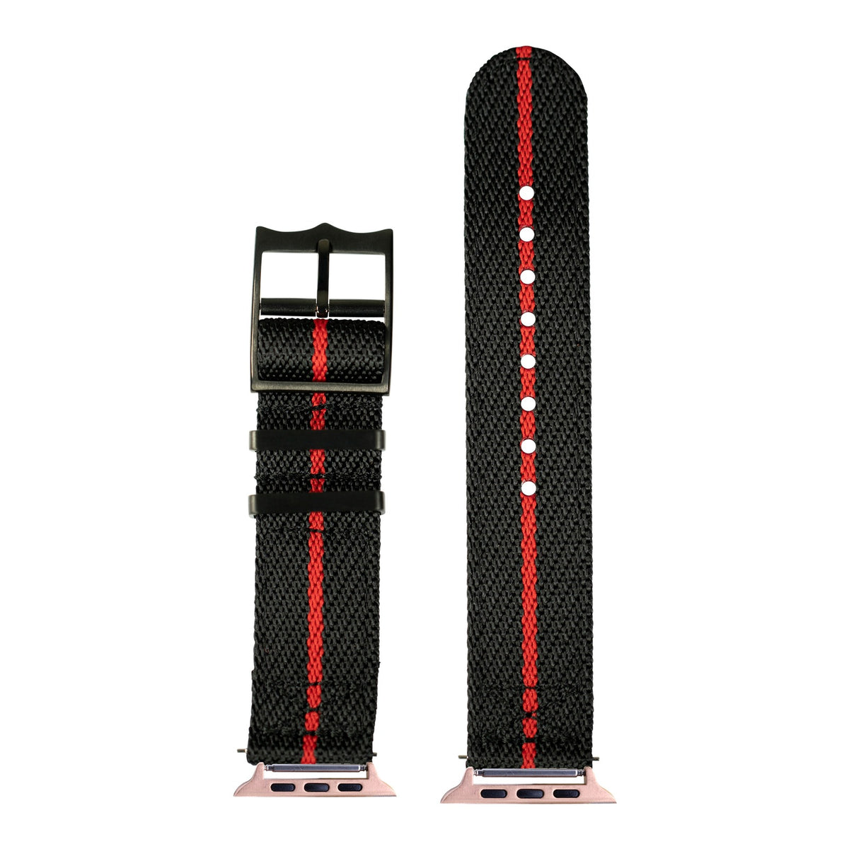 [Apple Watch] Cross Militex - Black / Red [Black Hardware] with Rose Gold Apple Watch connecters