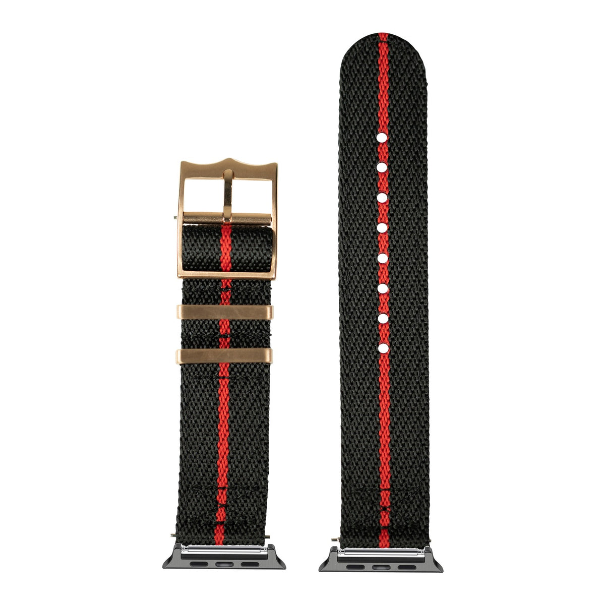 [Apple Watch] Cross Militex - Black / Red [Rose Gold Hardware] with Black Apple Watch connecters