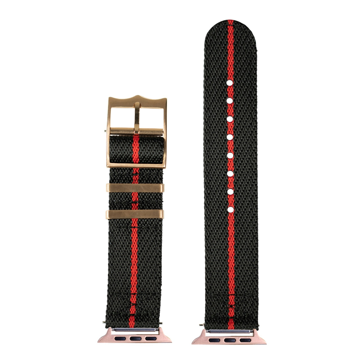 [Apple Watch] Cross Militex - Black / Red [Rose Gold Hardware] with Rose Gold Apple Watch connecters
