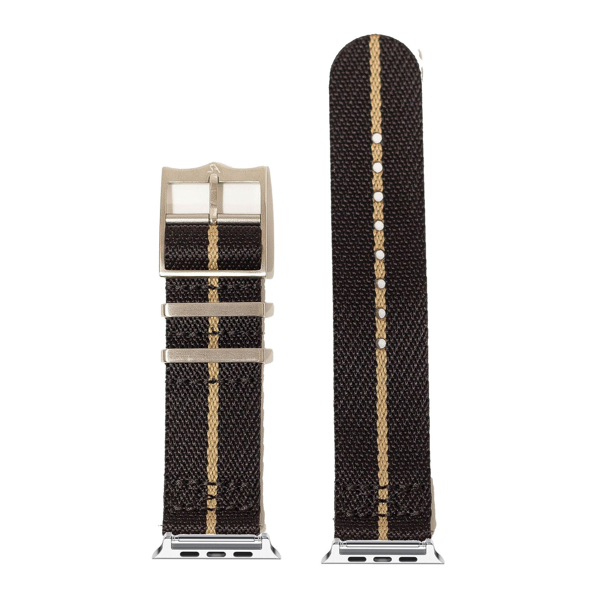[Apple Watch] Cross Militex - Black / Wheat with Silver Apple Watch connecters