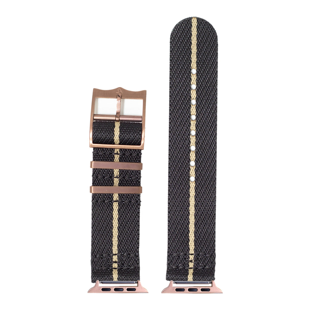 [Apple Watch] Cross Militex - Black / Wheat [Bronze Coloured Hardware] with Rose Gold Apple Watch connecters