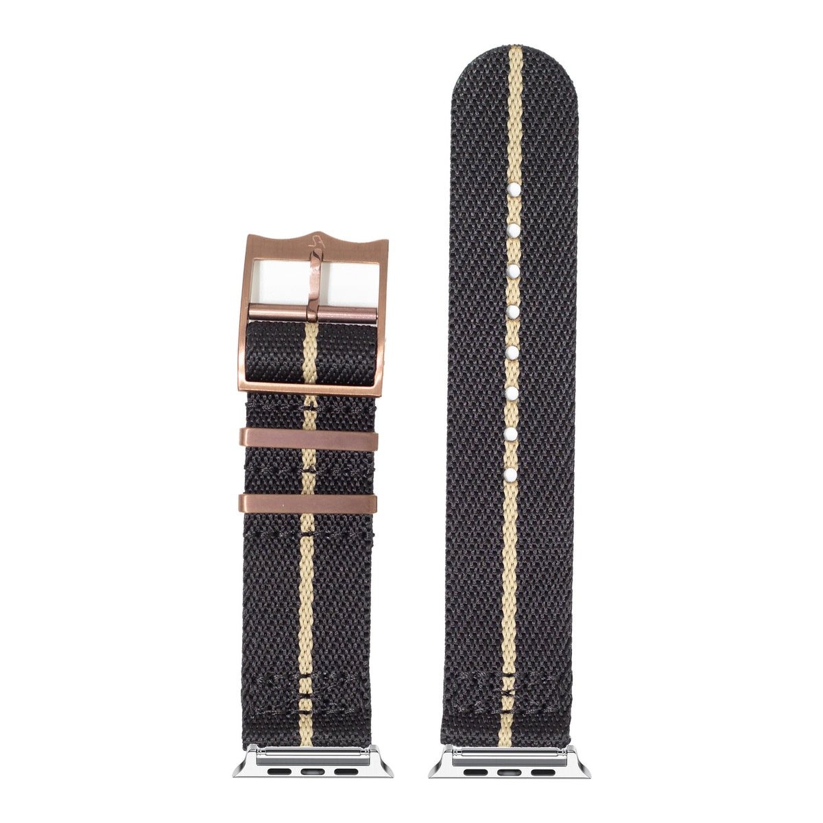 [Apple Watch] Cross Militex - Black / Wheat [Bronze Coloured Hardware] with Silver Apple Watch connecters
