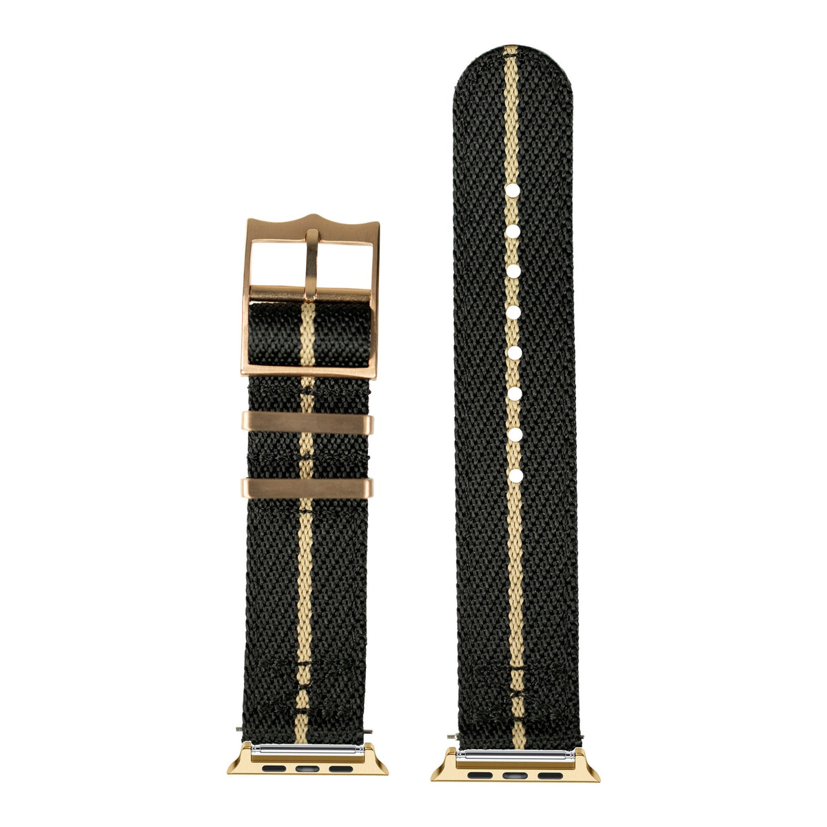 [Apple Watch] Cross Militex - Night Black / Wheat [Rose Gold Hardware] with Gold Apple Watch connecters