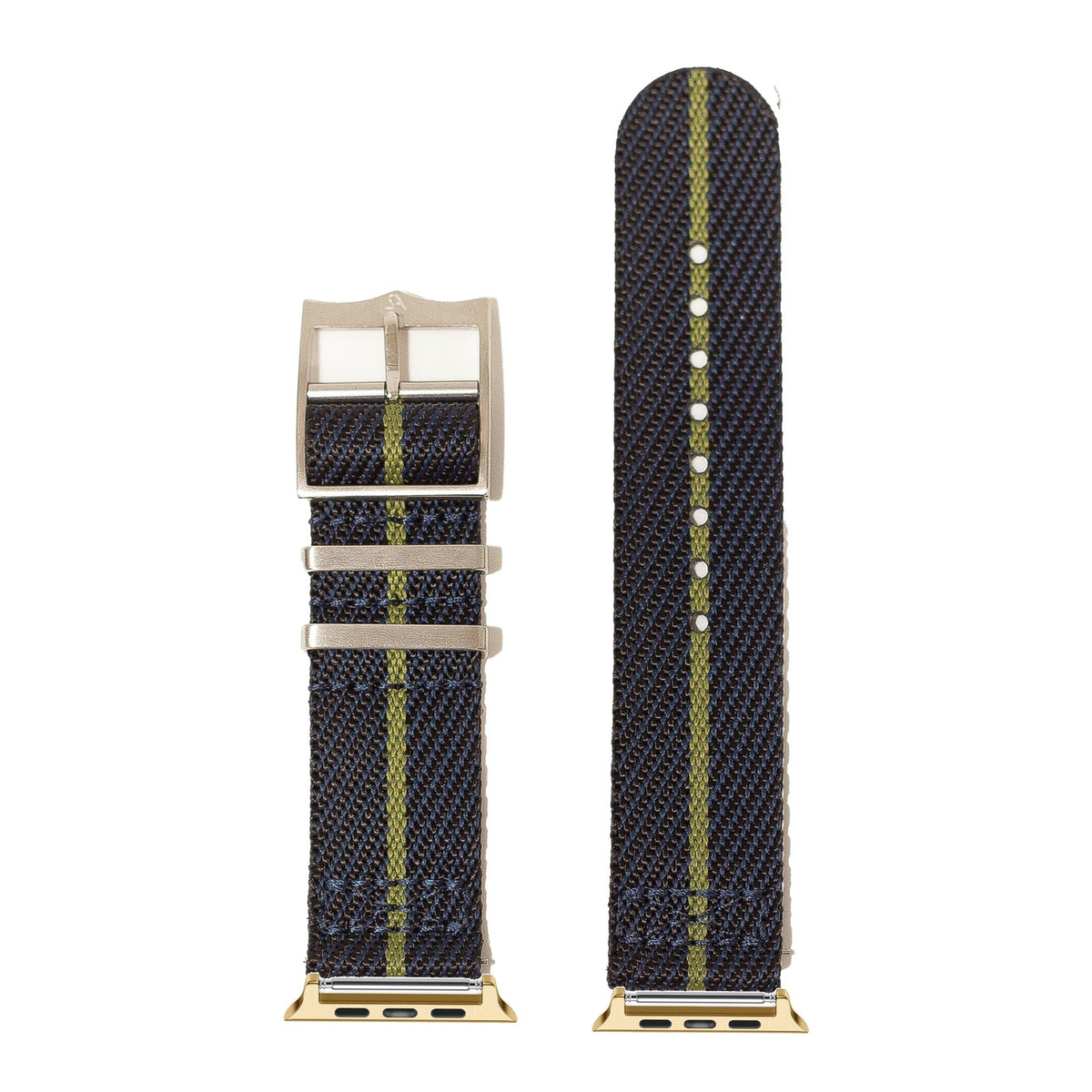 [Apple Watch] Cross Militex - Night Blue / Green with Gold Apple Watch connecters