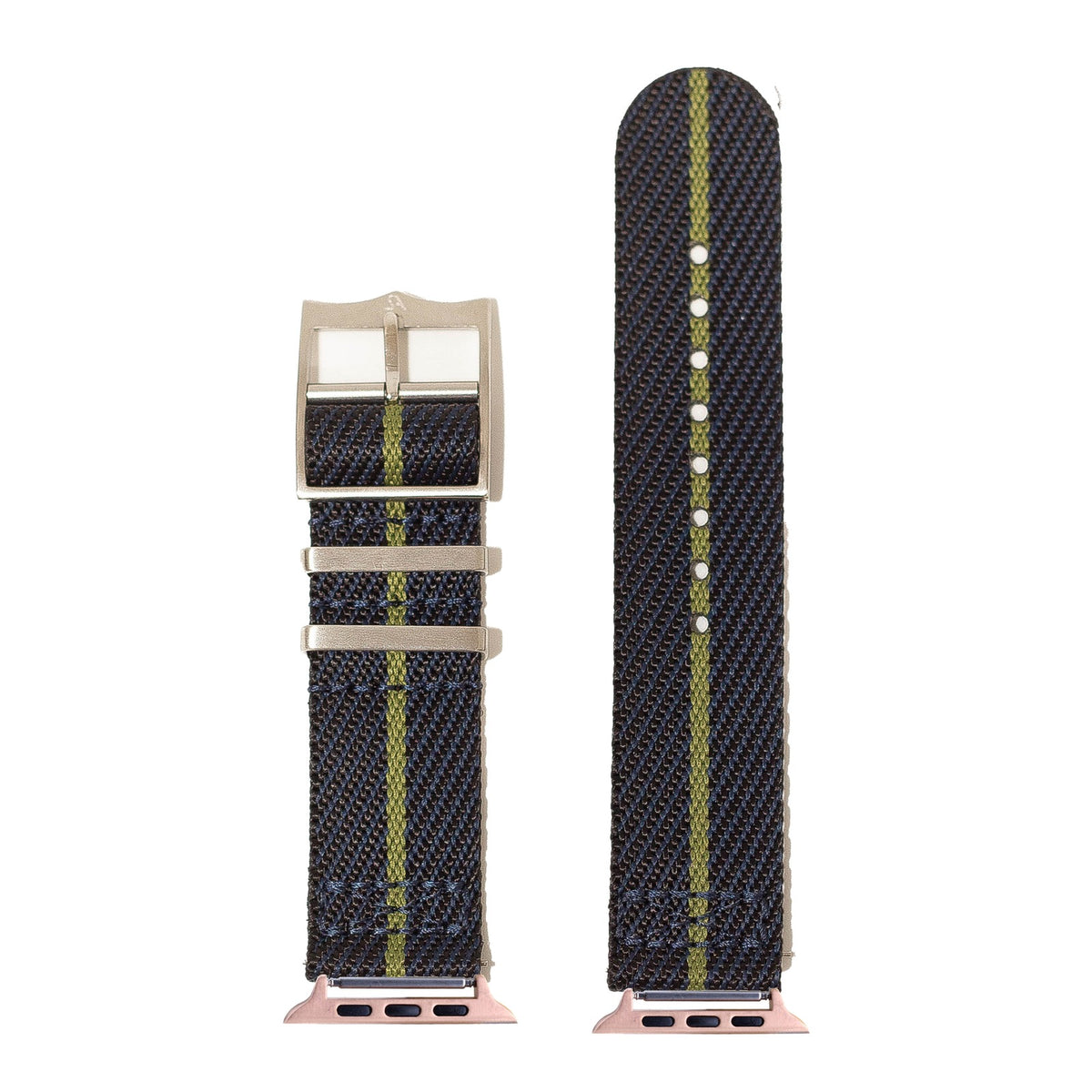 [Apple Watch] Cross Militex - Night Blue / Green with Rose Gold Apple Watch connecters