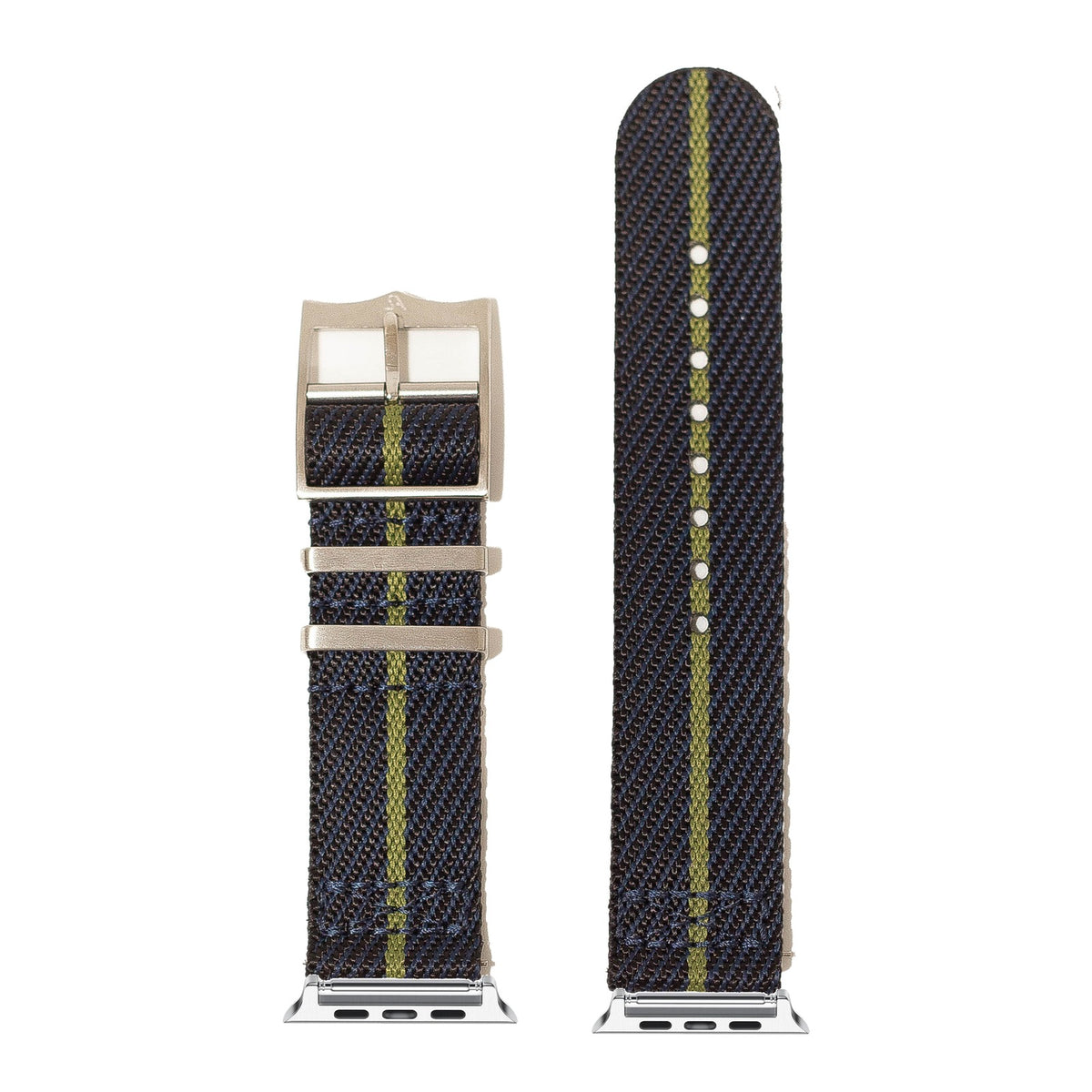 [Apple Watch] Cross Militex - Night Blue / Green with Silver Apple Watch connecters