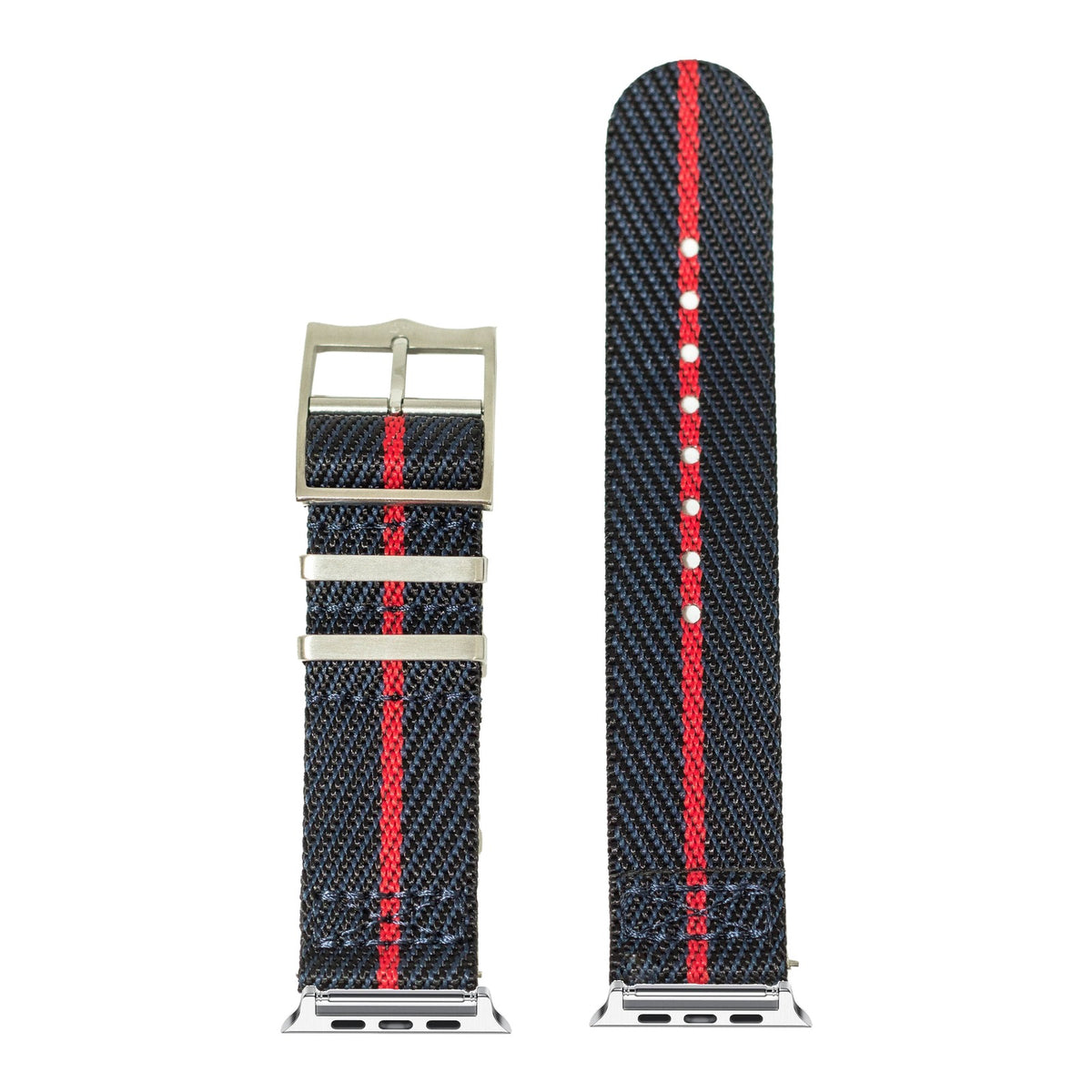 [Apple Watch] Cross Militex - Night Blue / Red with Silver Apple Watch connecters