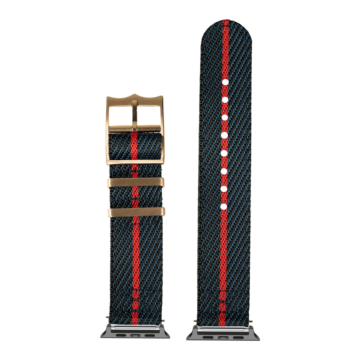 [Apple Watch] Cross Militex - Night Blue / Red [Rose Gold Hardware] with Black Apple Watch connecters