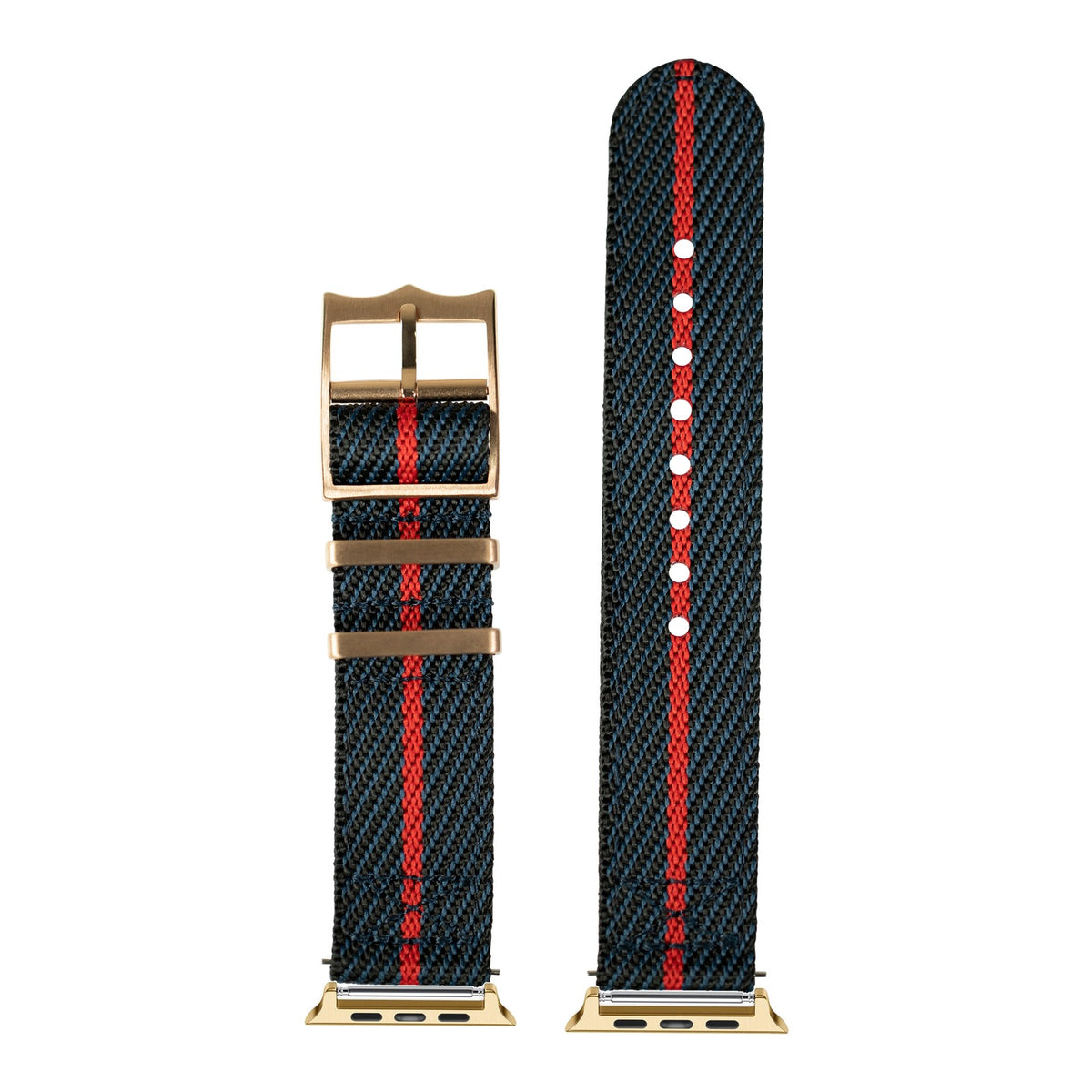 [Apple Watch] Cross Militex - Night Blue / Red [Rose Gold Hardware] with Gold Apple Watch connecters