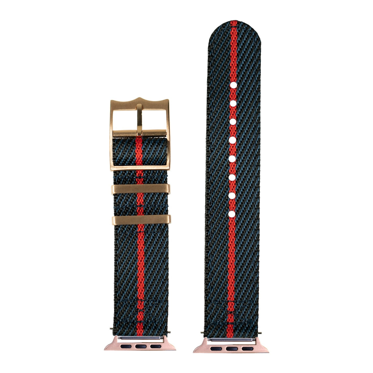[Apple Watch] Cross Militex - Night Blue / Red [Rose Gold Hardware] with Rose Gold Apple Watch connecters