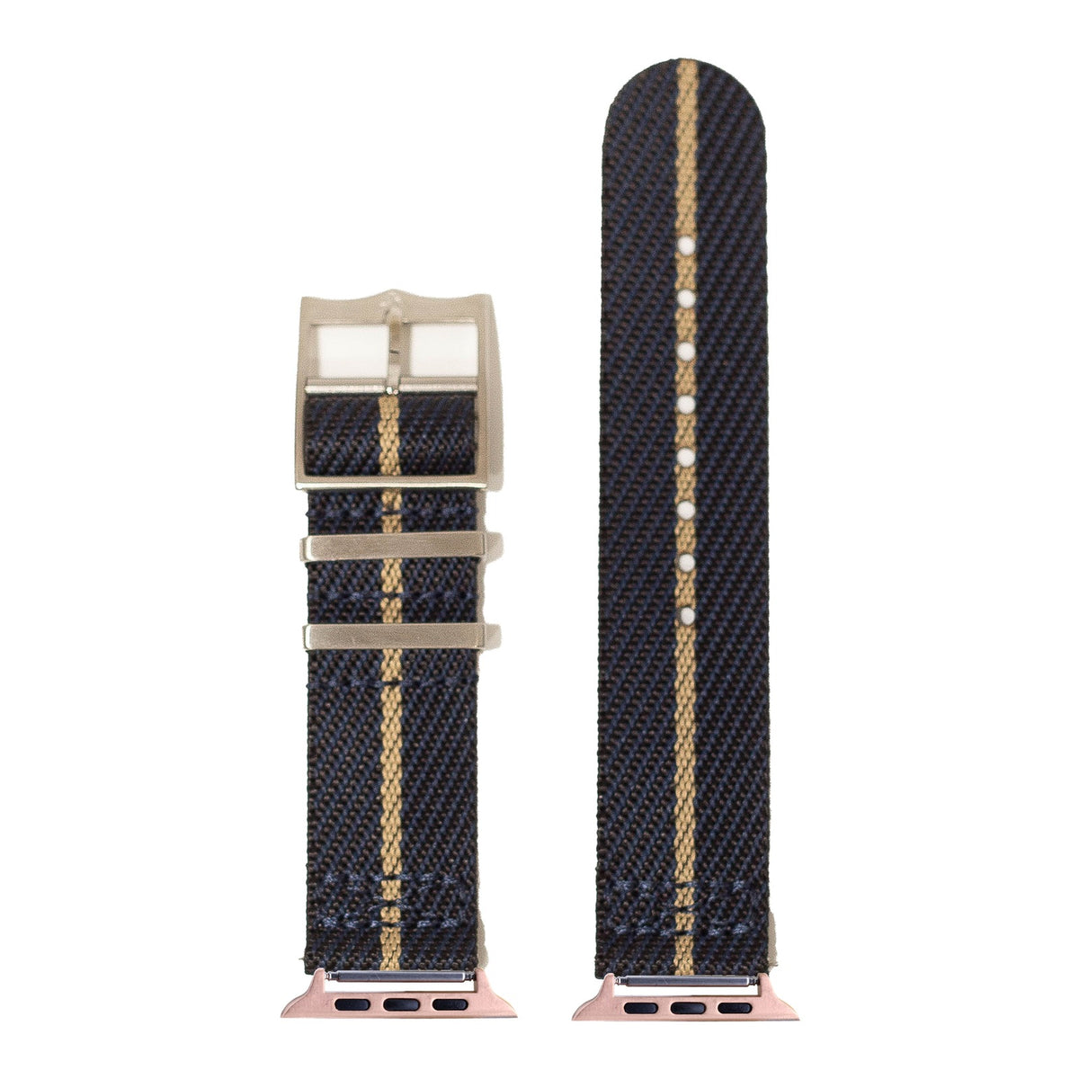 [Apple Watch] Cross Militex - Night Blue / Wheat with Rose Gold Apple Watch connecters