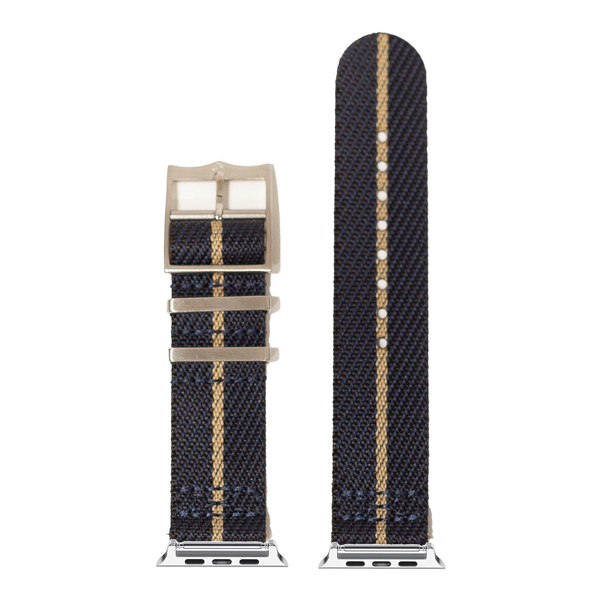 [Apple Watch] Cross Militex - Night Blue / Wheat with Silver Apple Watch connecters