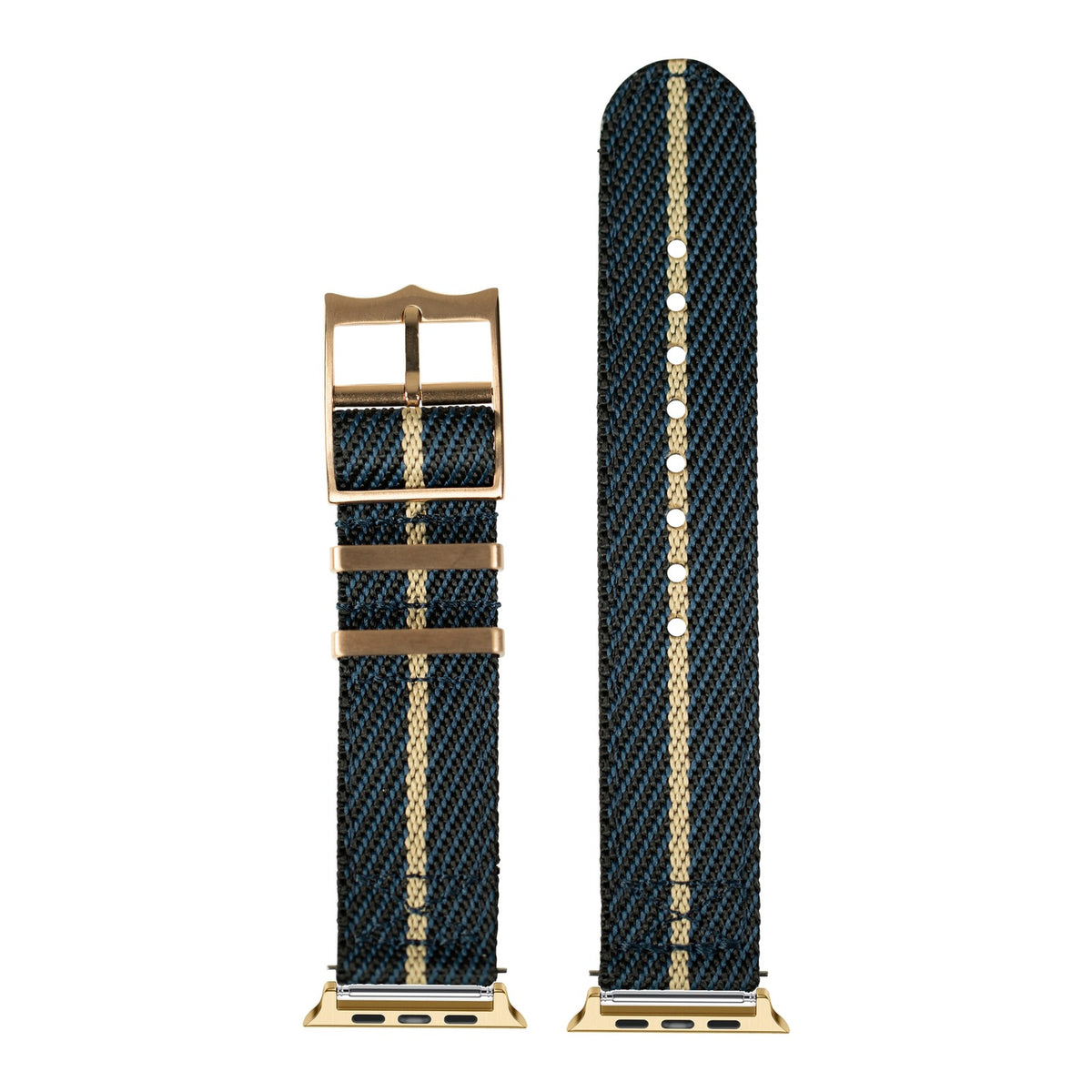 [Apple Watch] Cross Militex - Night Blue / Wheat [Rose Gold Hardware] with Gold Apple Watch connecters