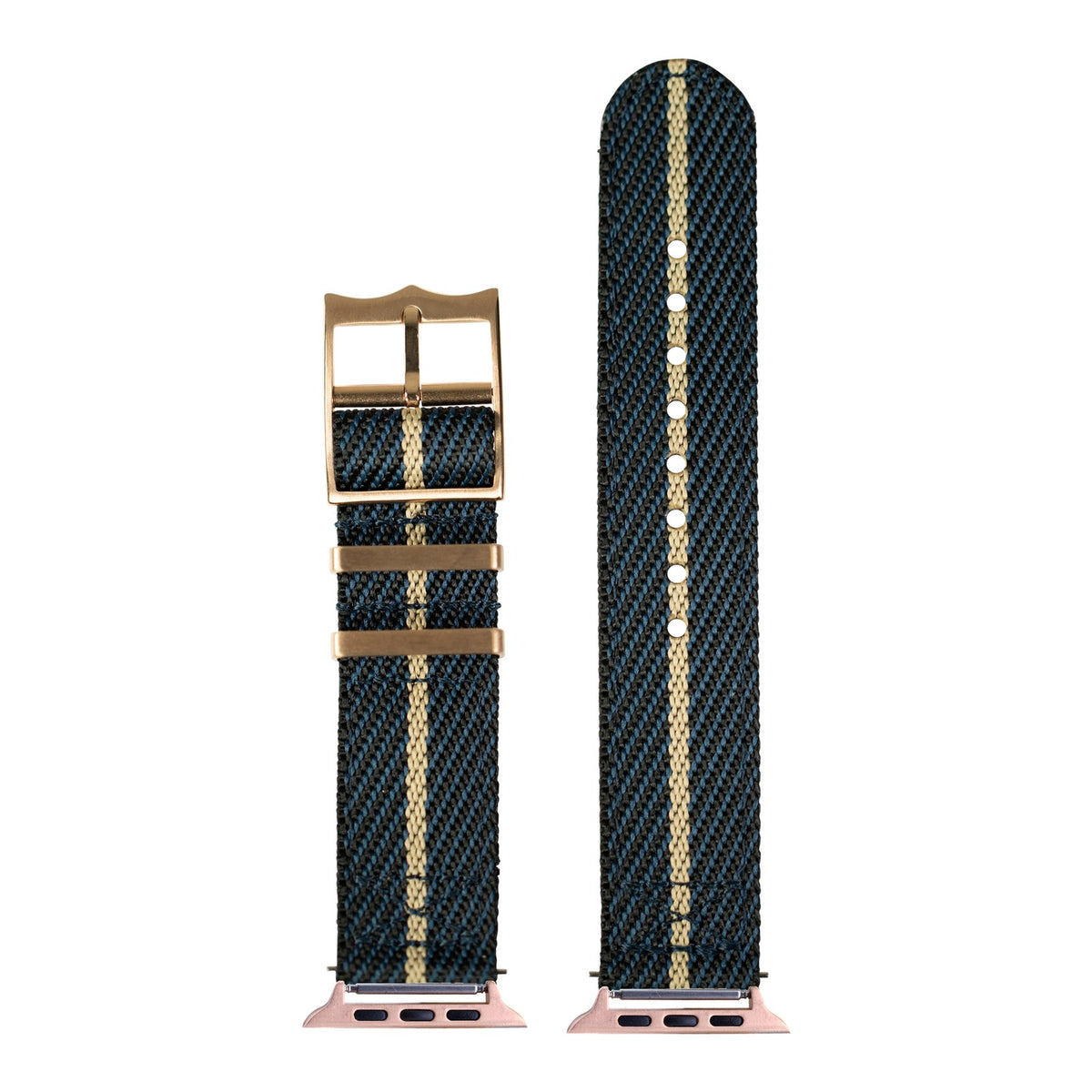 [Apple Watch] Cross Militex - Night Blue / Wheat [Rose Gold Hardware] with Rose Gold Apple Watch connecters