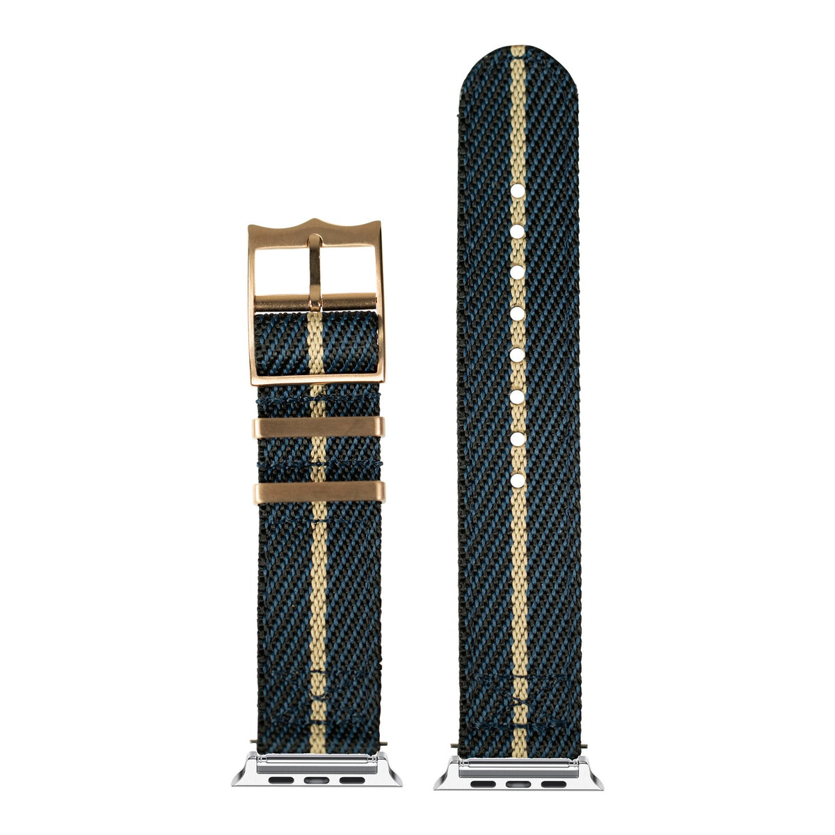 [Apple Watch] Cross Militex - Night Blue / Wheat [Rose Gold Hardware] with Silver Apple Watch connecters