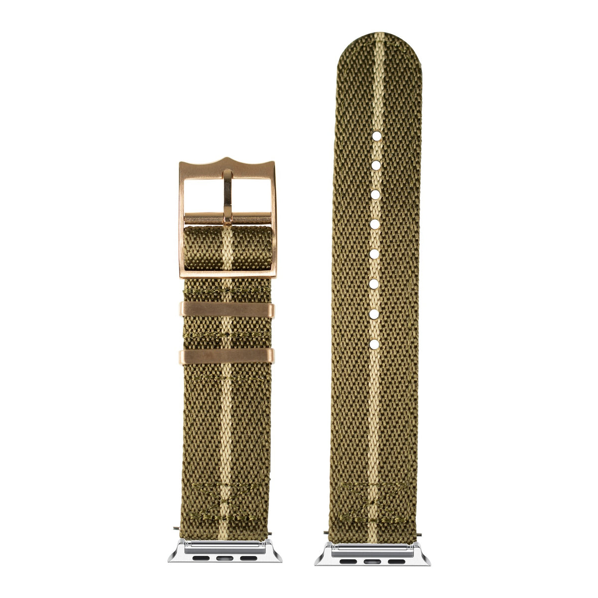 [Apple Watch] Cross Militex - Olive Green / Wheat with Silver Apple Watch connecters