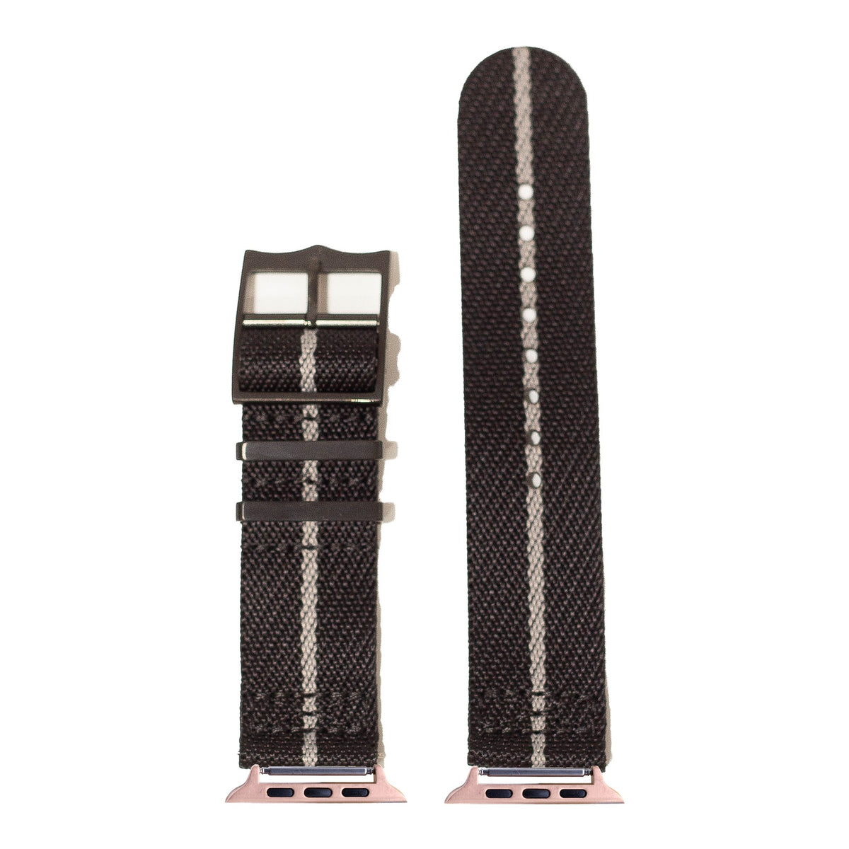 [Apple Watch] Cross Militex - Stealth Black / Grey [Black Hardware] with Rose Gold Apple Watch connecters