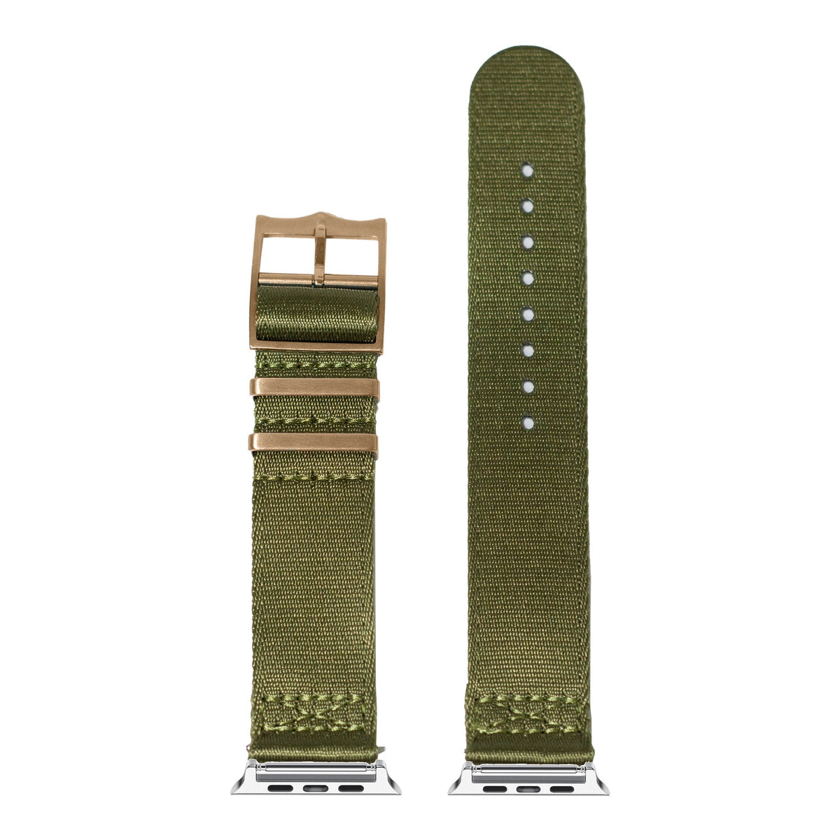[Apple Watch] Ultra Militex - Army Green [Rose Gold Hardware] with Silver Apple Watch connecters