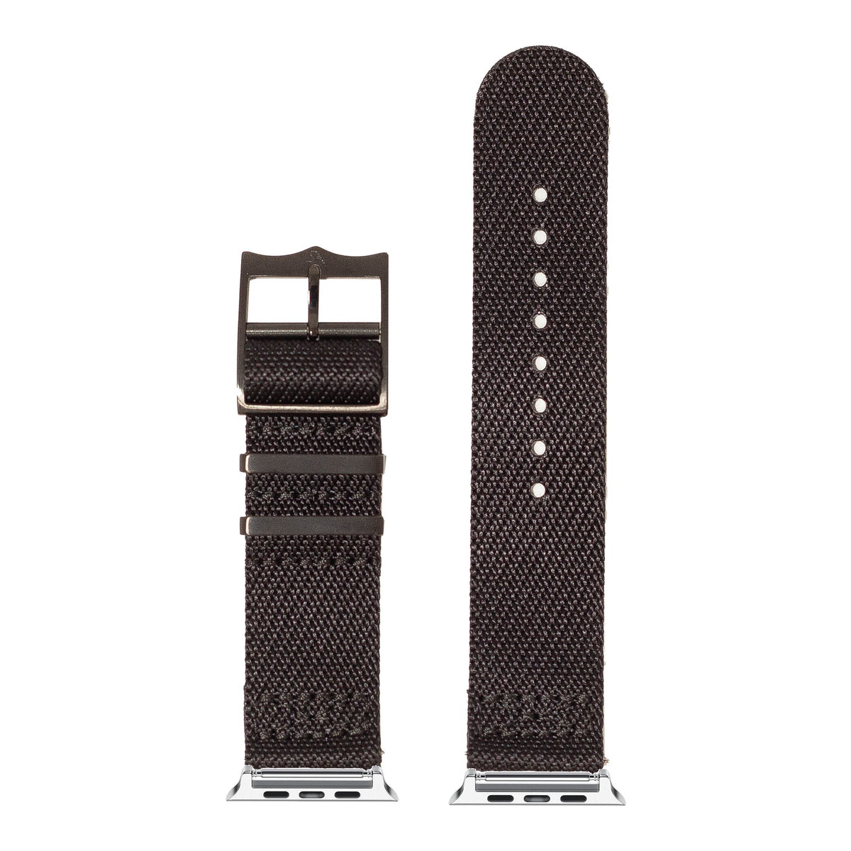 [Apple Watch] Cross Militex - Stealth Black [Black Hardware] with Silver Apple Watch connecters