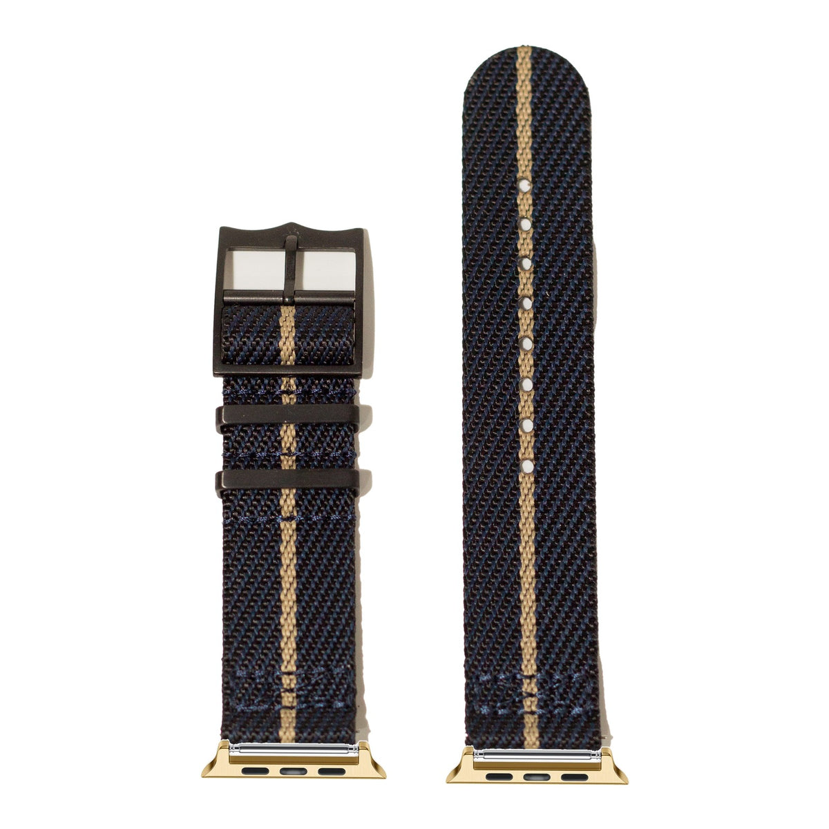 [Apple Watch] Cross Militex - Stealth Night Blue/Wheat [Black Hardware] with Gold Apple Watch connecters