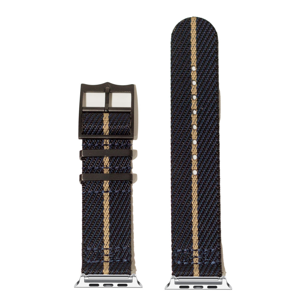 [Apple Watch] Cross Militex - Stealth Night Blue/Wheat [Black Hardware] with Silver Apple Watch connecters