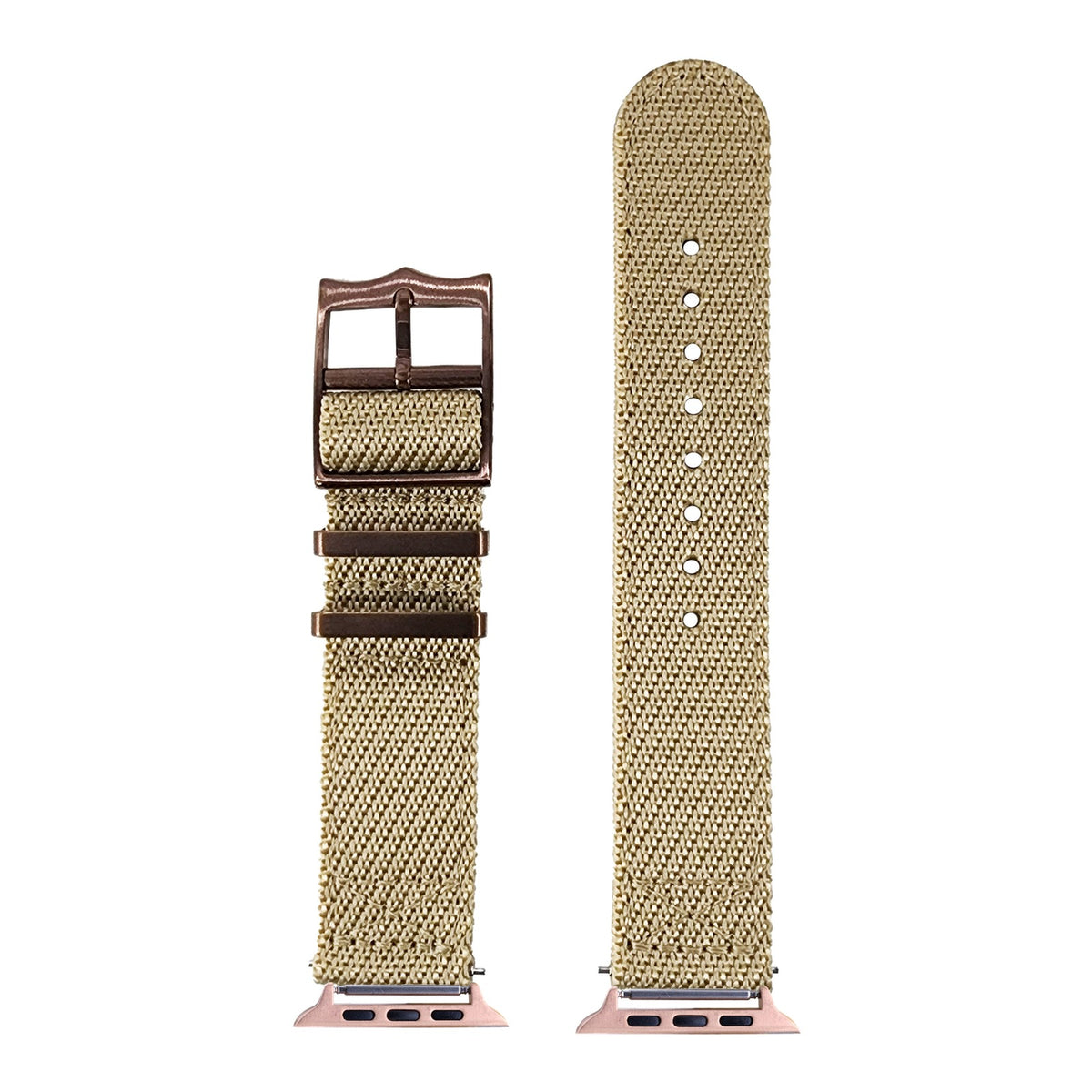 [Apple Watch] Cross Militex - Wheat [Bronze Coloured Hardware] with Rose Gold Apple Watch connecters
