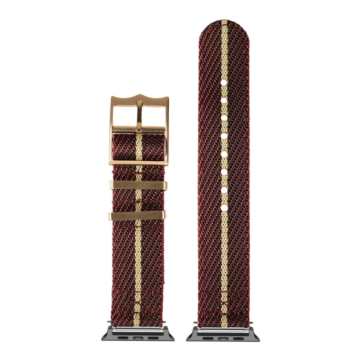 [Apple Watch] Cross Militex - Wine Red / Wheat [Rose Gold Hardware] with Black Apple Watch connecters