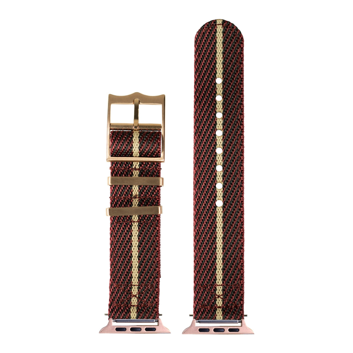 [Apple Watch] Cross Militex - Wine Red / Wheat [Rose Gold Hardware] with Rose Gold Apple Watch connecters