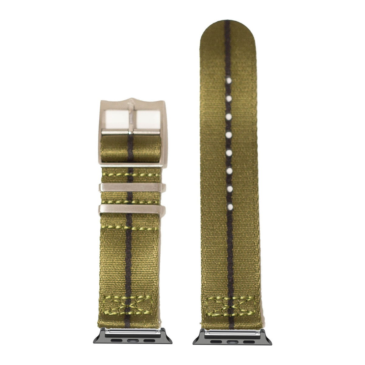 [Apple Watch] Ultra Militex - Army Green / Black Stripe with Black Apple Watch connecters