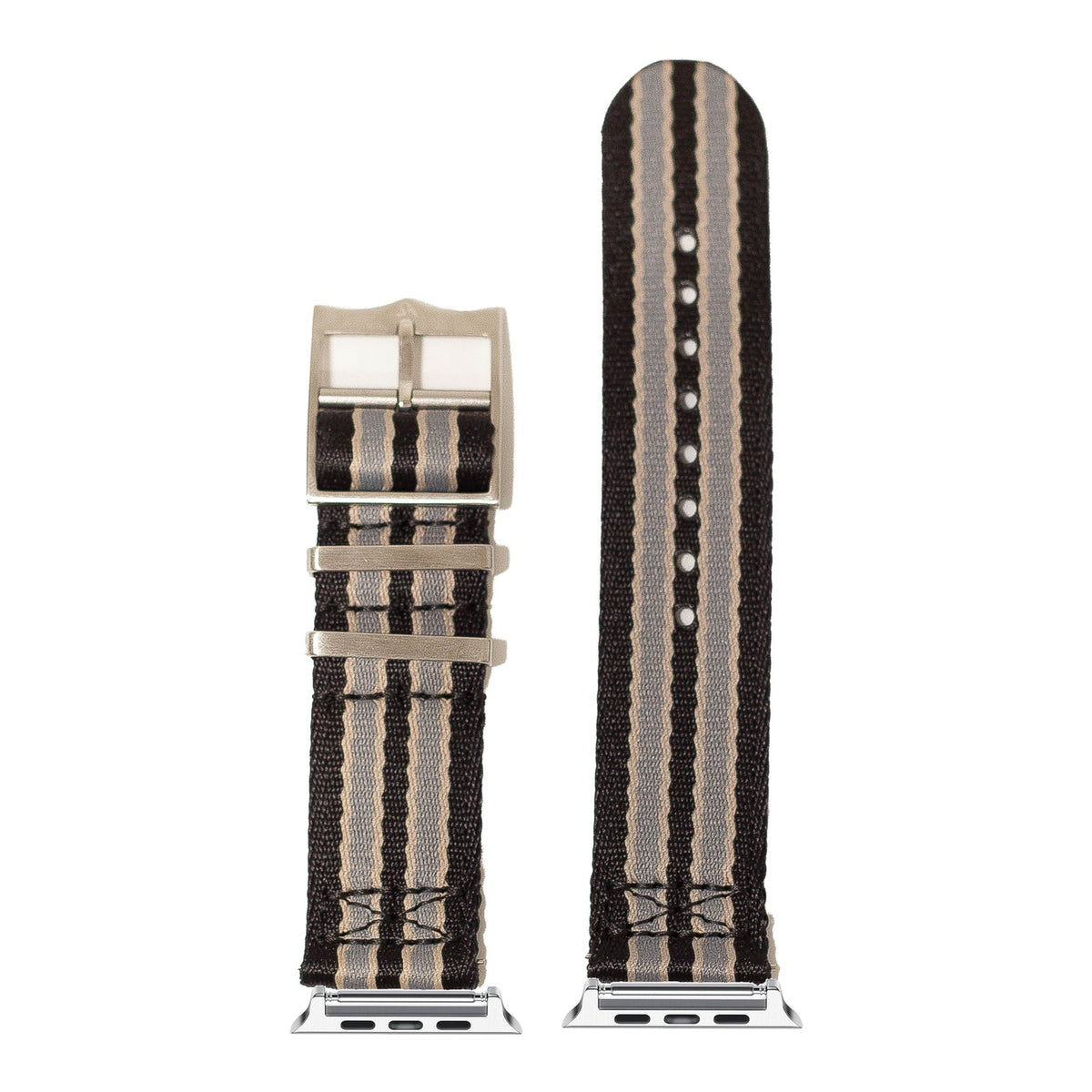 [Apple Watch] Ultra Militex - Black / Beige / Grey with Silver Apple Watch connecters