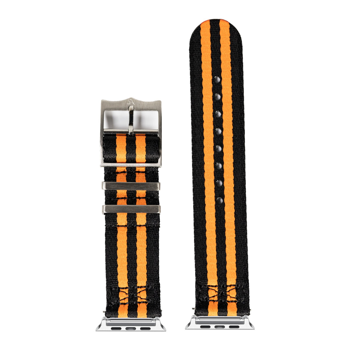 [Apple Watch] Ultra Militex - Black / Orange with Silver Apple Watch connecters