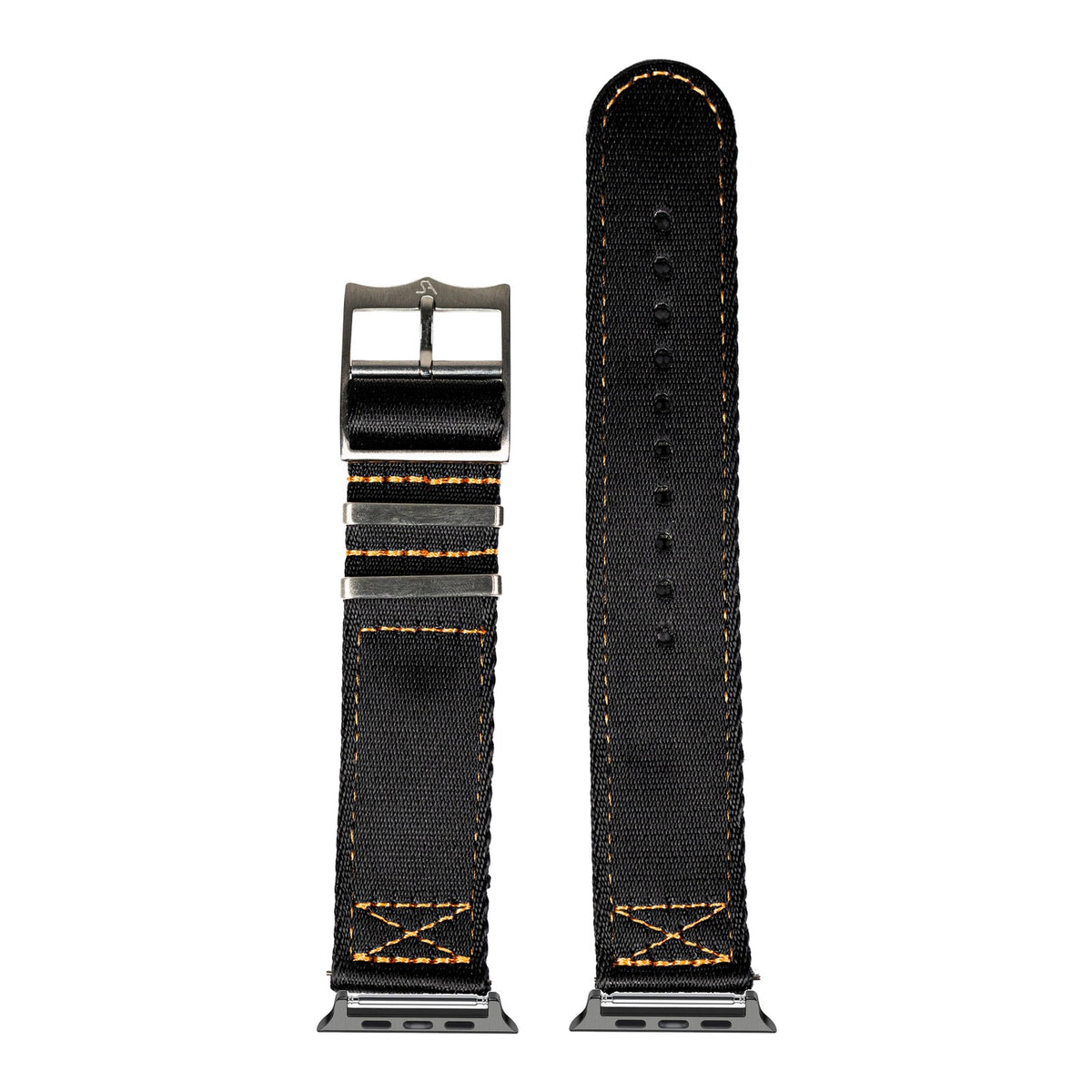 [Apple Watch] Ultra Militex - Black / Orange Stitching with Black Apple Watch connecters