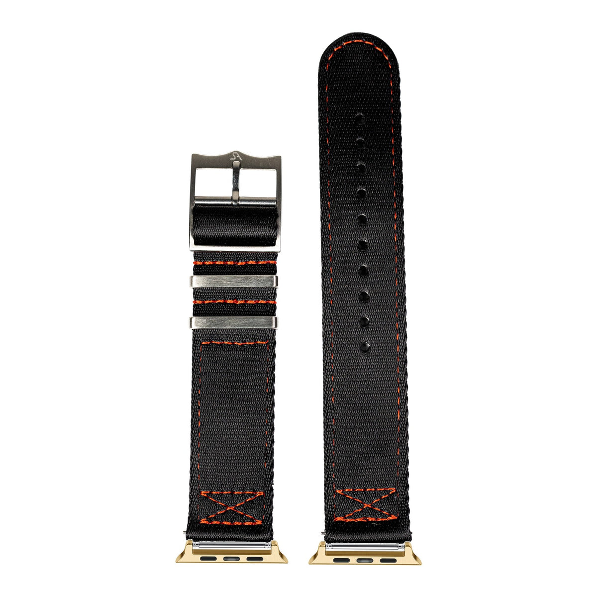[Apple Watch] Ultra Militex - Black / Red Stitching with Gold Apple Watch connecters