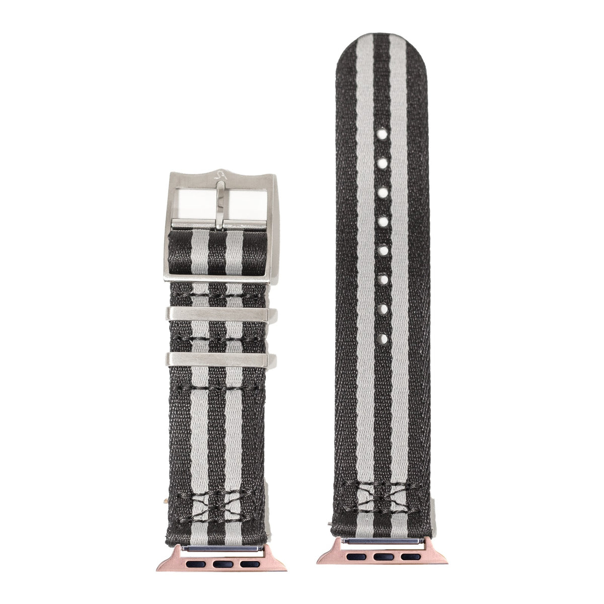 [Apple Watch] Ultra Militex - Bond (Black/Grey) with Rose Gold Apple Watch connecters