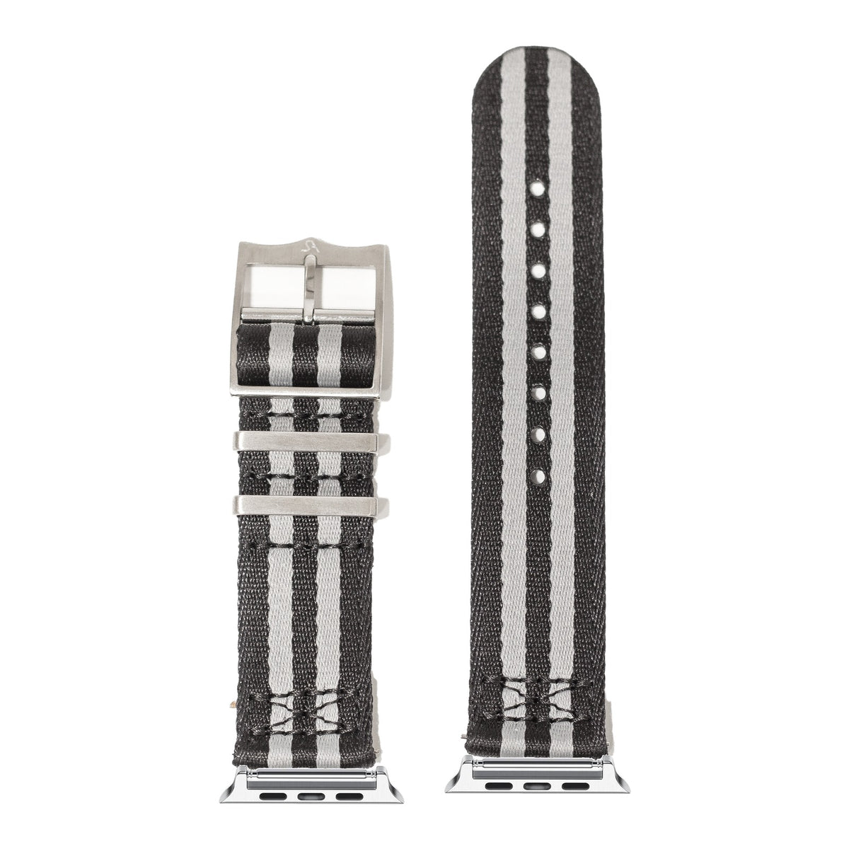 [Apple Watch] Ultra Militex - Bond (Black/Grey) with Silver Apple Watch connecters