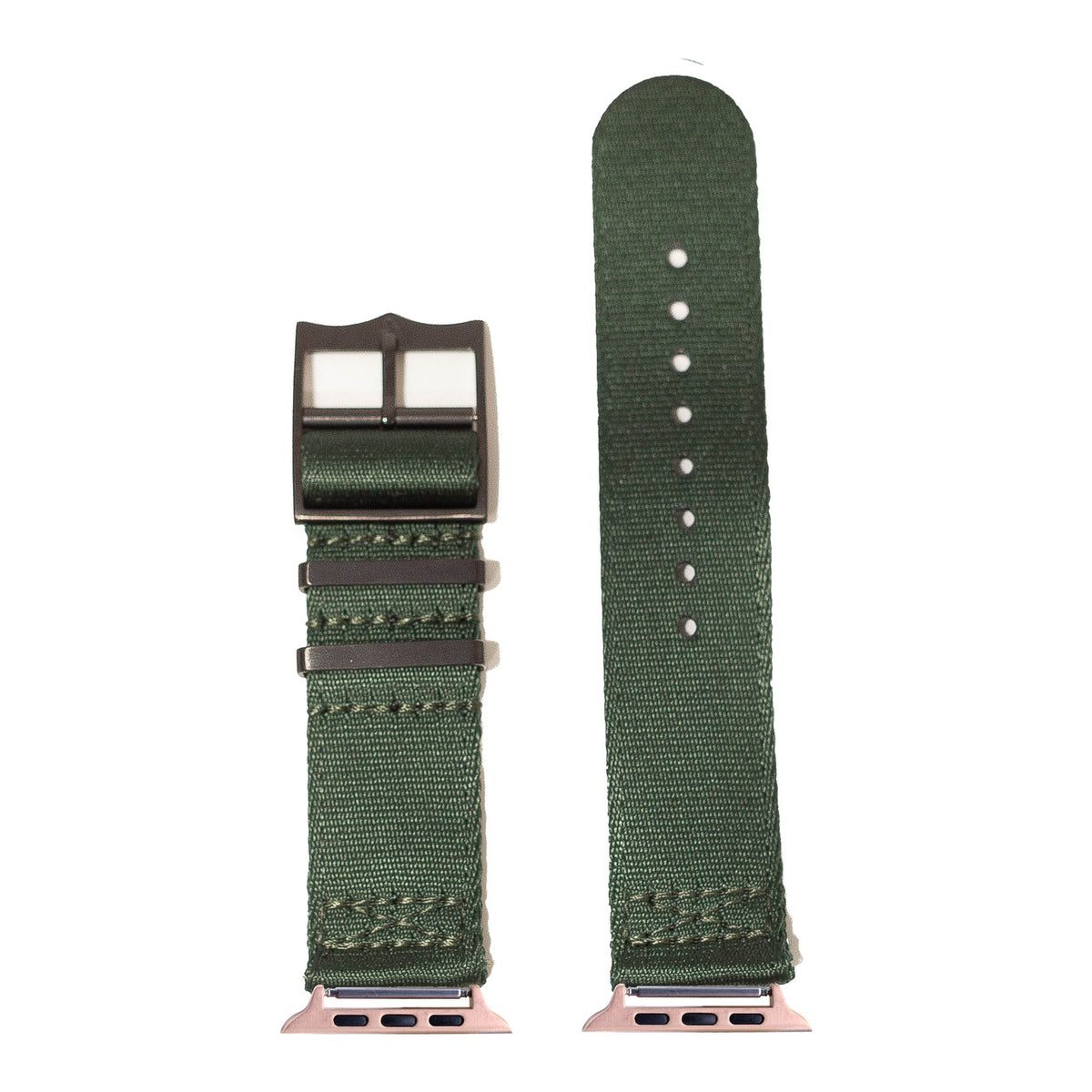 [Apple Watch] Ultra Militex - Forest Green [Black Hardware] with Rose Gold Apple Watch connecters