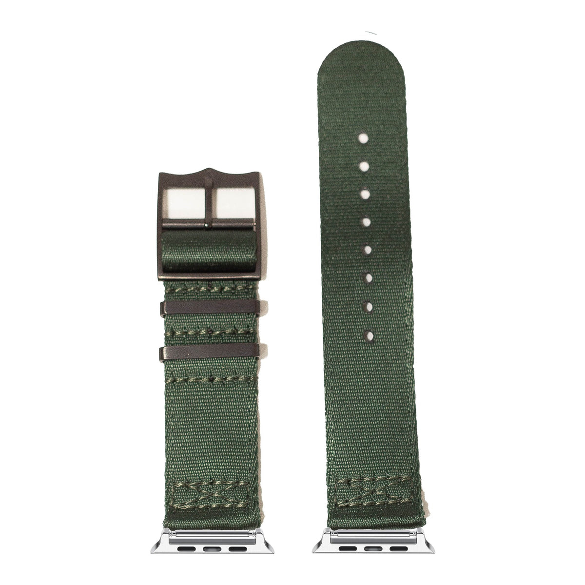 [Apple Watch] Ultra Militex - Forest Green [Black Hardware] with Silver Apple Watch connecters