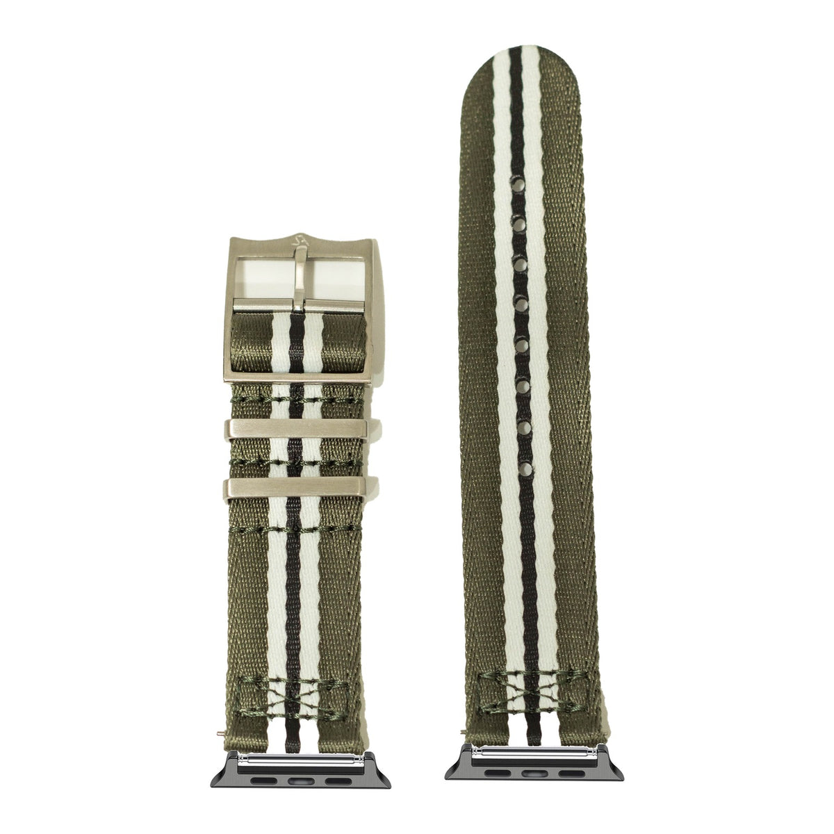 [Apple Watch] Ultra Militex - Green / White / Black with Black Apple Watch connecters