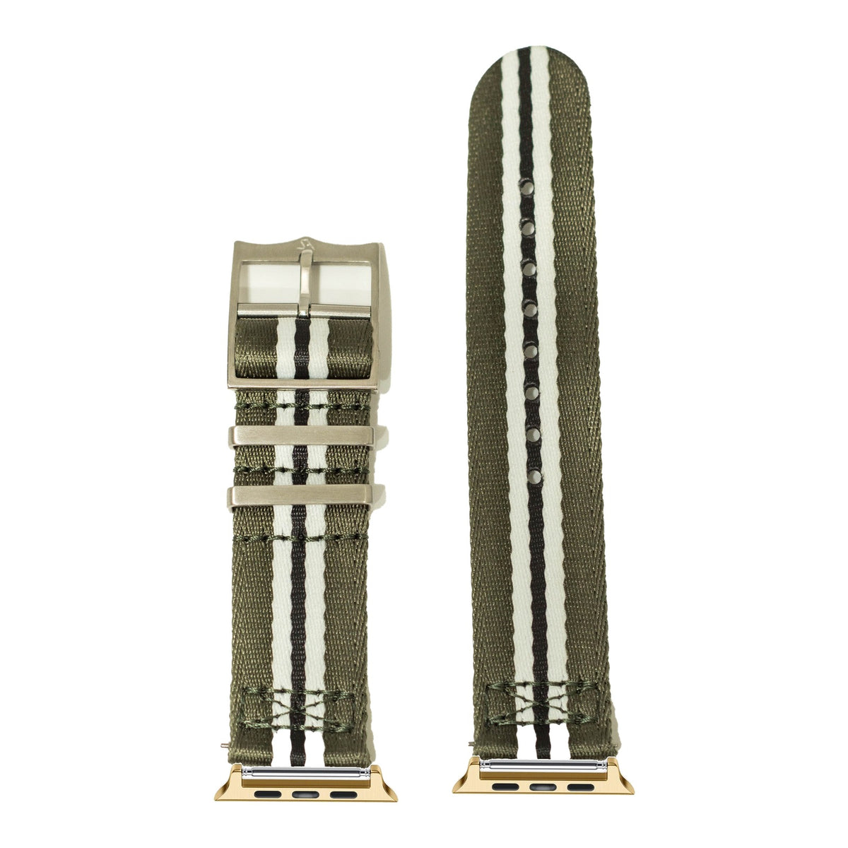 [Apple Watch] Ultra Militex - Green / White / Black with Gold Apple Watch connecters