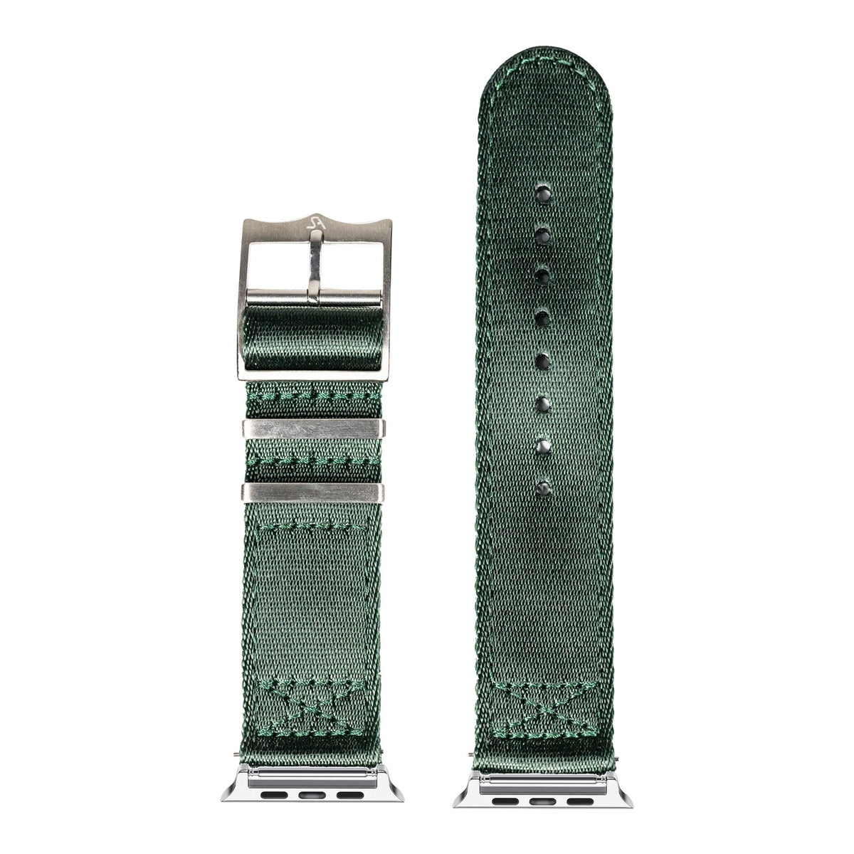 [Apple Watch] Ultra Militex - Forest Green with Silver Apple Watch connecters