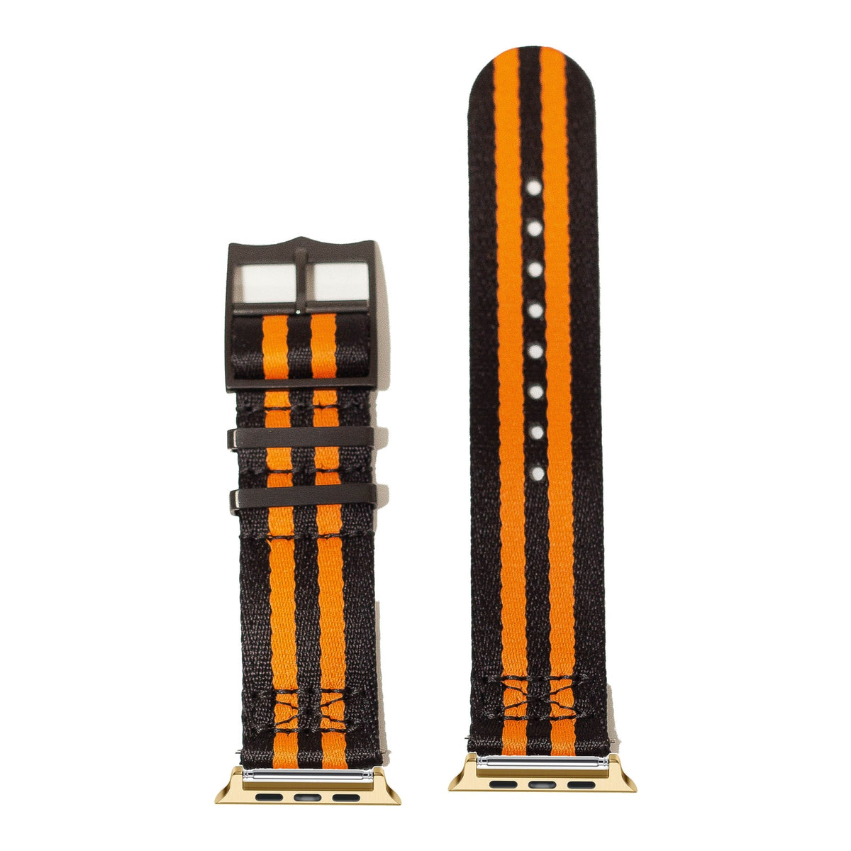 [Apple Watch] Ultra Militex - Stealth Black / Orange [Black Hardware] with Gold Apple Watch connecters