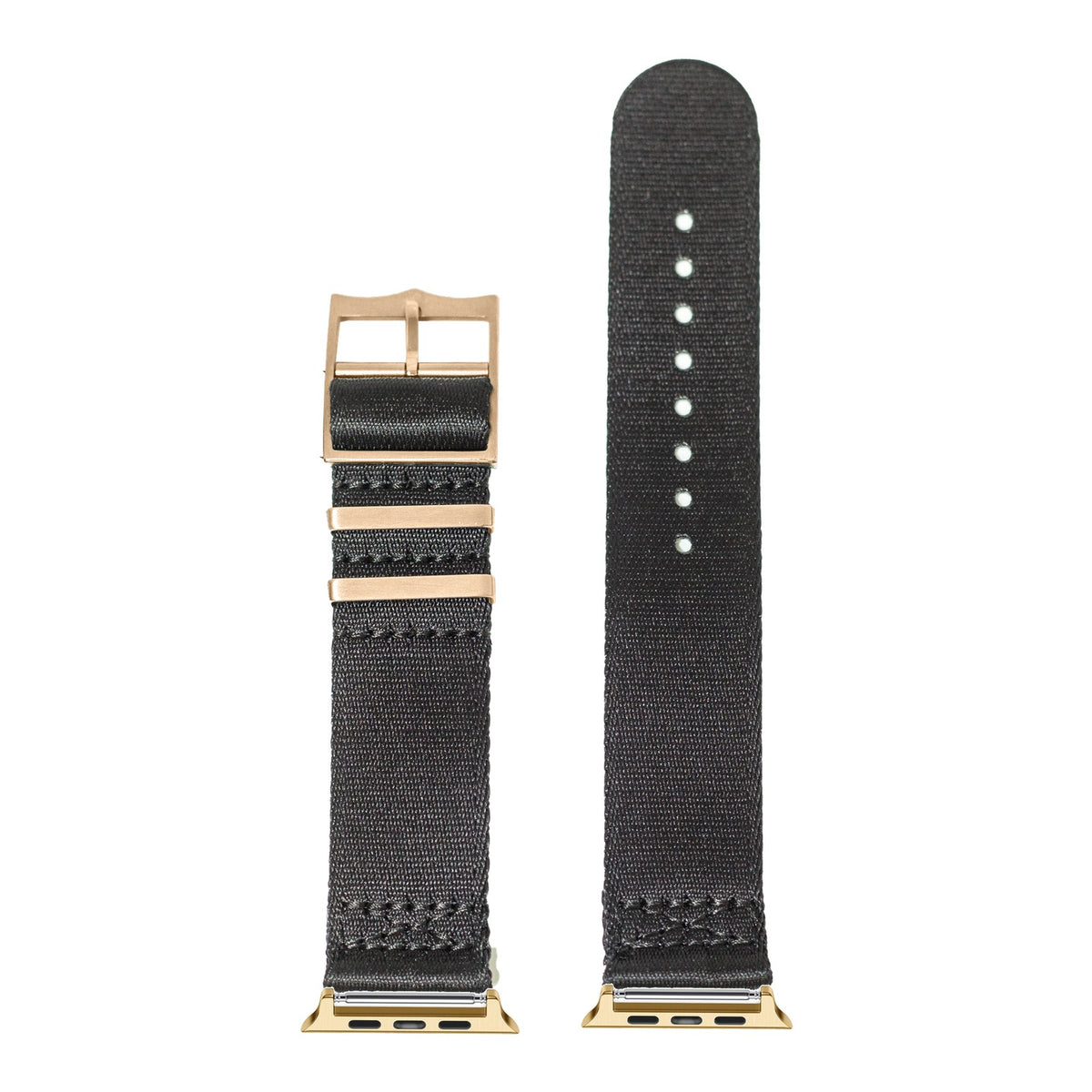 [Apple Watch] Ultra Militex - Black [Rose Gold Hardware] with Gold Apple Watch connecters