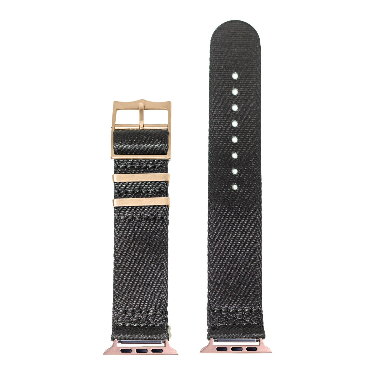 [Apple Watch] Ultra Militex - Black [Rose Gold Hardware] with Rose Gold Apple Watch connecters
