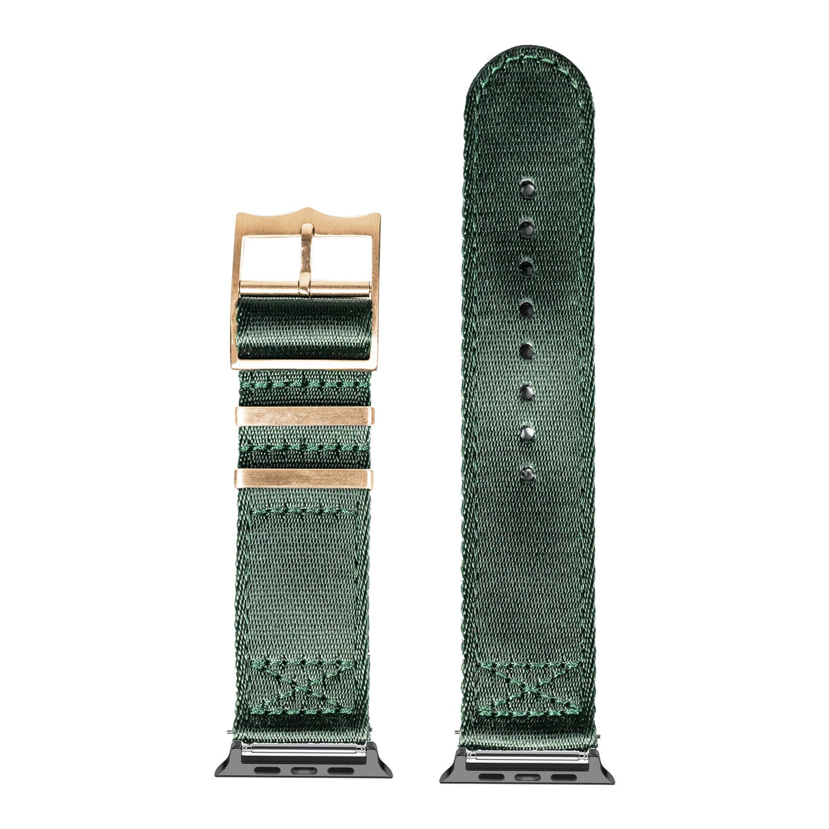 [Apple Watch] Ultra Militex - Forest Green [Rose Gold Hardware] with Black Apple Watch connecters